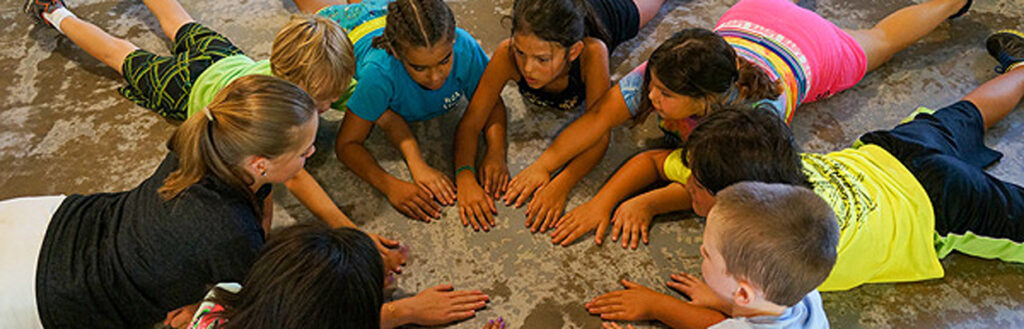 kids in the gym playing a game